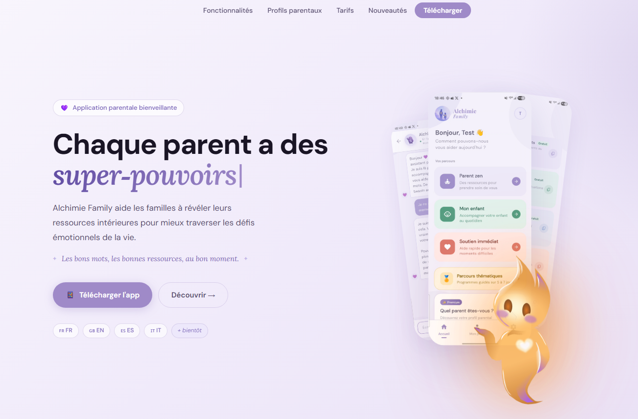 Capture du projet Alchimie Family (+ back)